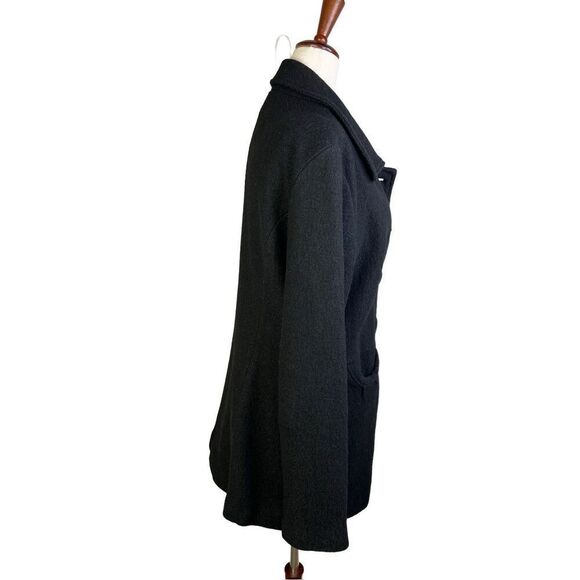 Blanc Noir coat jacket women’s Large black wool blend 4 button collared - Picture 4 of 13